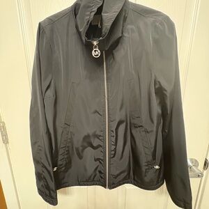 Michael Kors Black High Neck Utility Jacket Lightweight Water-Resistant